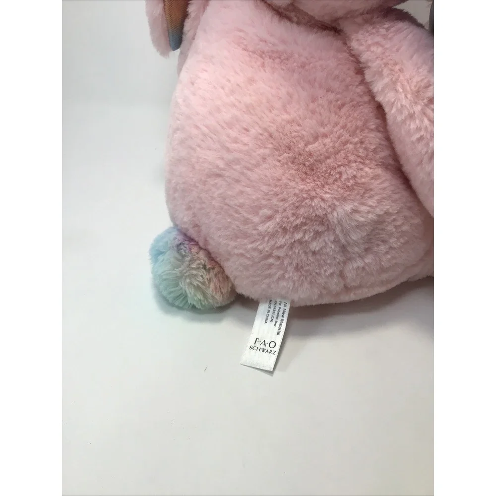 FAO Schwartz Pink Rainbow Light Up Unicorn Bunny Rabbit Stuffed Plush Easter